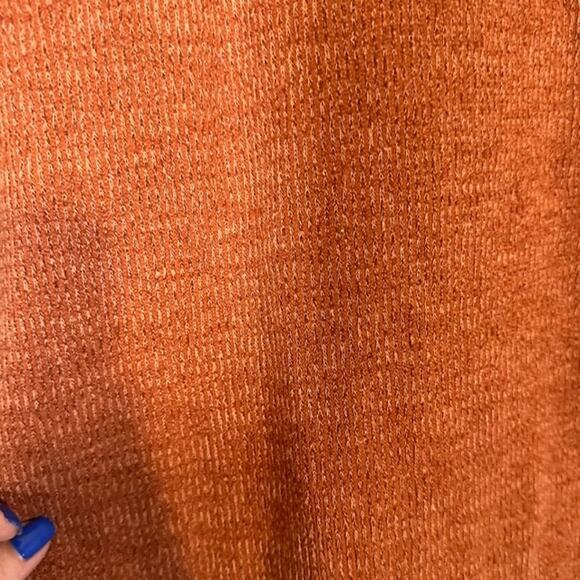 Max Studio Burnt Orange 3/4 Ruched Sleeve Boat Neck Knit Blouse Women Sz L - Picture 4 of 8